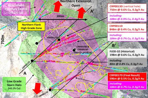 600m long copper/gold drill hit for Hot Chili in Chile