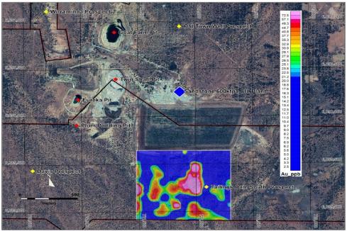 Middle Island onto new gold anomaly at Sandstone 