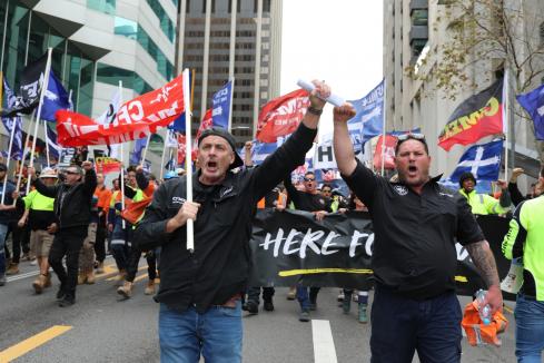 ‘Not going anywhere’: CFMEU WA march