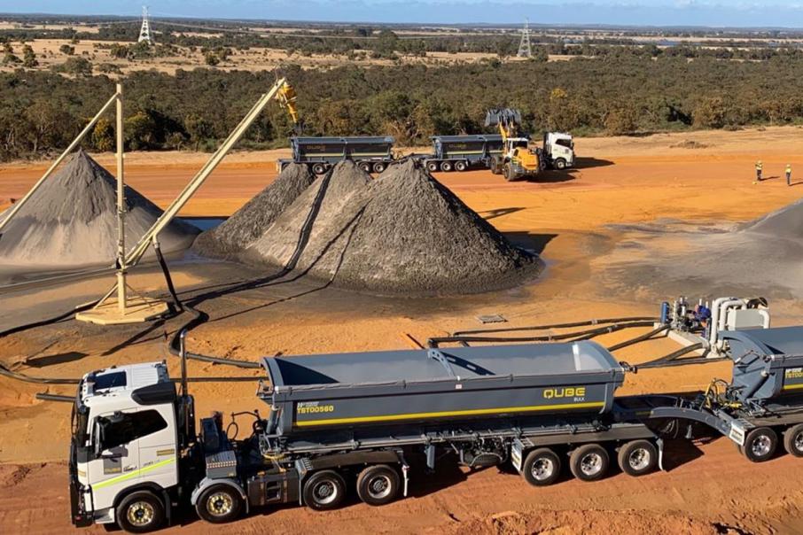 Image offloads growing pile of heavy mineral concentrate